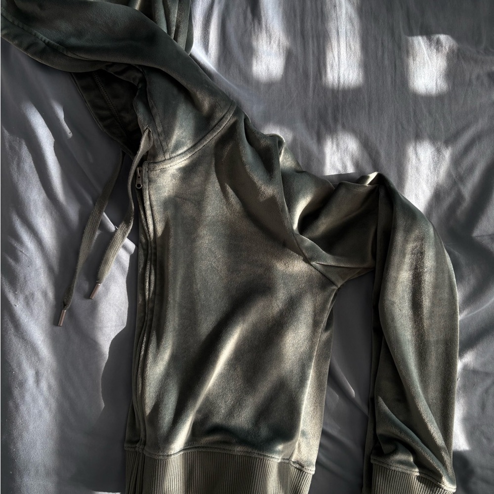 Aerie Olive Green Zip-Up Hoodie